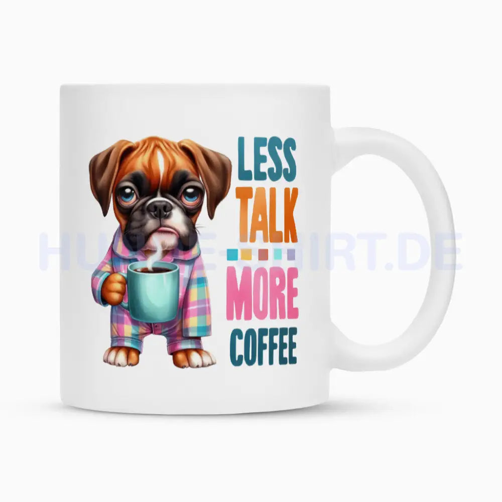 Tasse "Boxer - Less talk..." Weiß – hunde-shirt.de