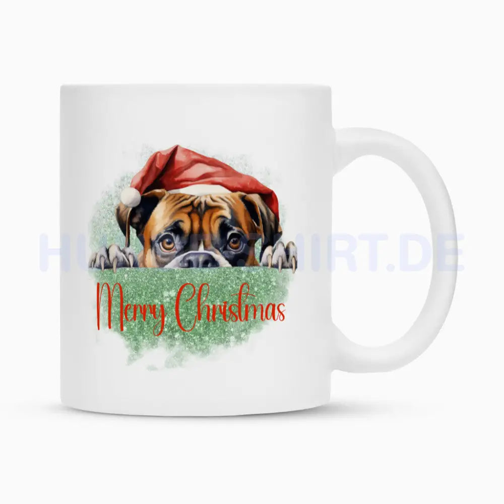 Tasse "Boxer - Merry Christmas 2" Weiß – hunde-shirt.de