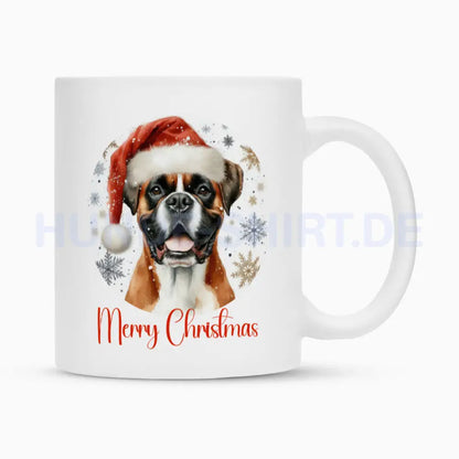 Tasse "Boxer - Merry Christmas" Weiß – hunde-shirt.de