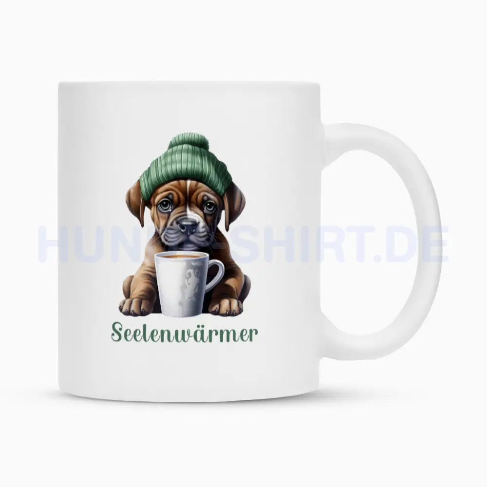 Tasse "Boxer - Seelenwärmer" Weiß – hunde-shirt.de