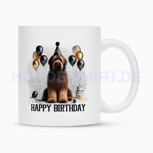 Tasse "Briard - Happy Birthday" Weiß – hunde-shirt.de