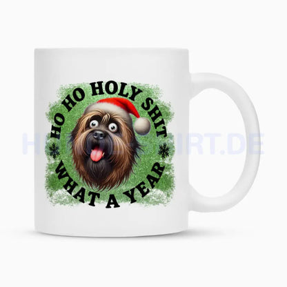 Tasse "Briard - HO HO..." Weiß – hunde-shirt.de