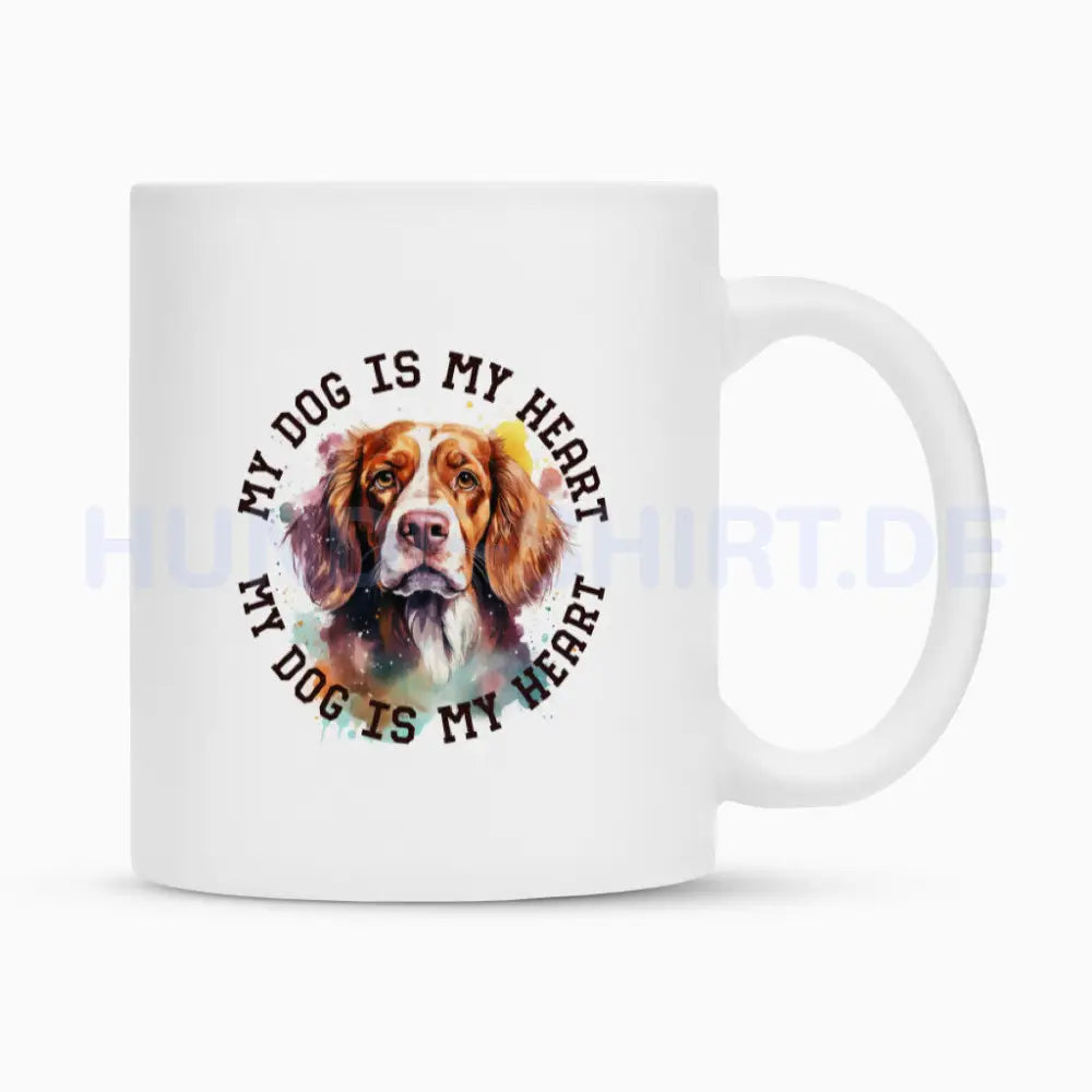 Tasse "Brittany Spaniel HEART 2" Weiß – hunde-shirt.de