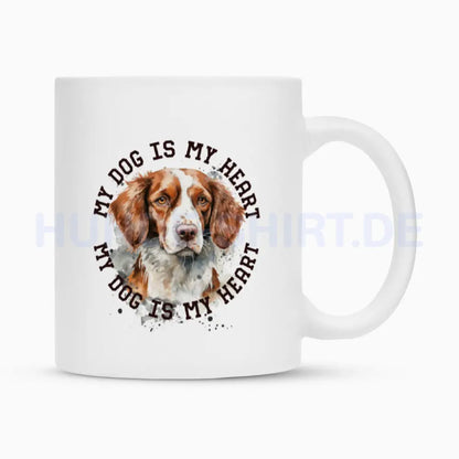 Tasse "Brittany Spaniel HEART" Weiß – hunde-shirt.de