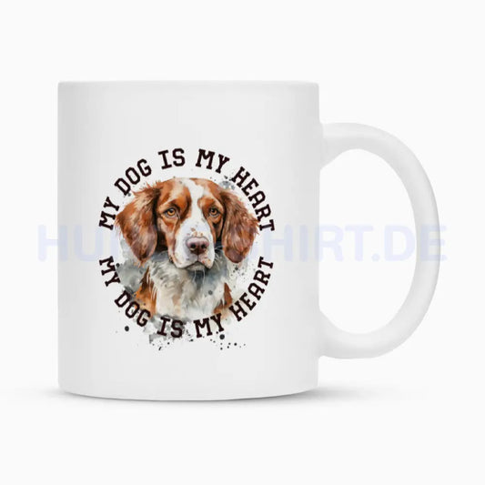 Tasse "Brittany Spaniel HEART" Weiß – hunde-shirt.de