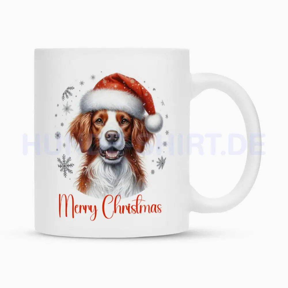 Tasse "Brittany Spaniel - Merry Christmas" Weiß – hunde-shirt.de