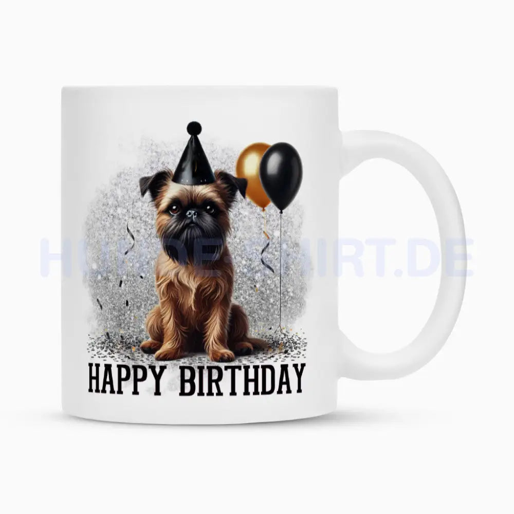 Tasse "Brüsseler Griffon - Happy Birthday" Weiß – hunde-shirt.de