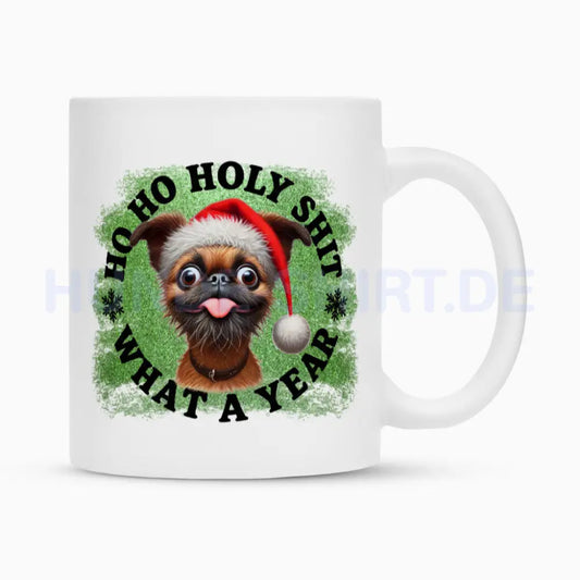 Tasse "Brüsseler Griffon - HO HO..." Weiß – hunde-shirt.de