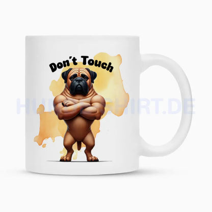 Tasse "Bullmastiff - Don´t touch" Weiß – hunde-shirt.de