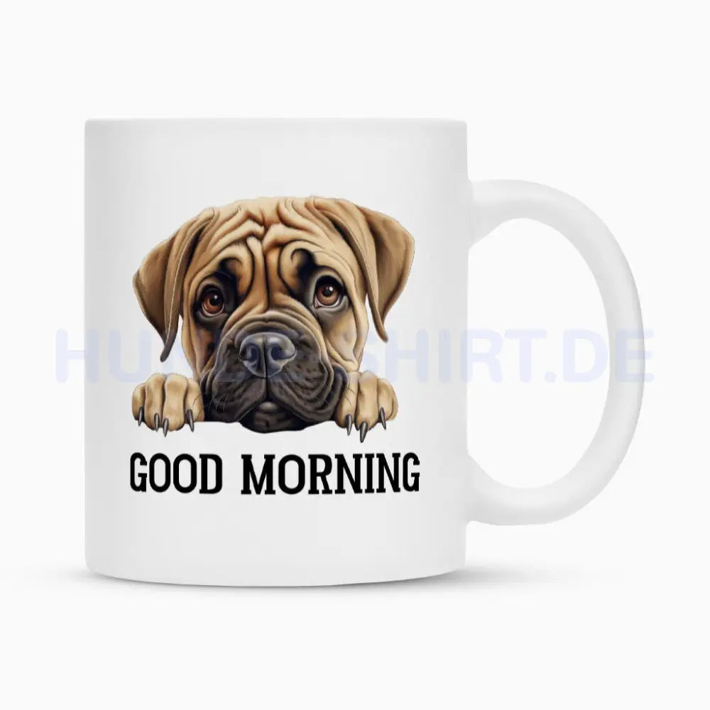 Tasse "Bullmastiff - Good Morning" Weiß – hunde-shirt.de