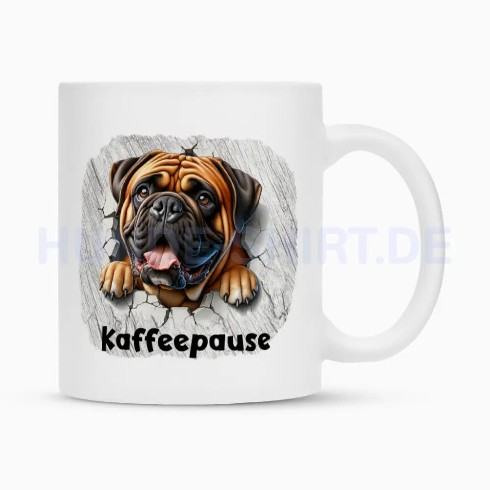 Tasse "Bullmastiff - Kaffeepause" Weiß – hunde-shirt.de