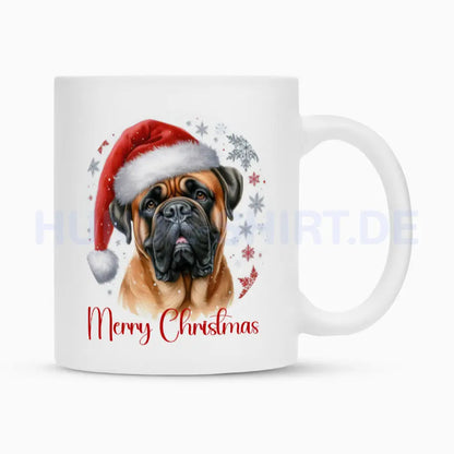 Tasse "Bullmastiff - Merry Christmas" Weiß – hunde-shirt.de