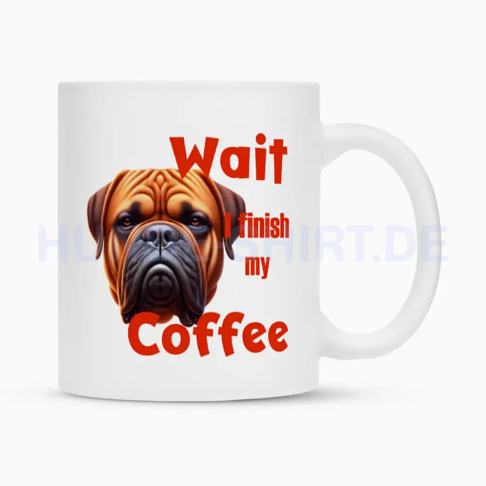 Tasse "Bullmastiff - Wait" Weiß – hunde-shirt.de