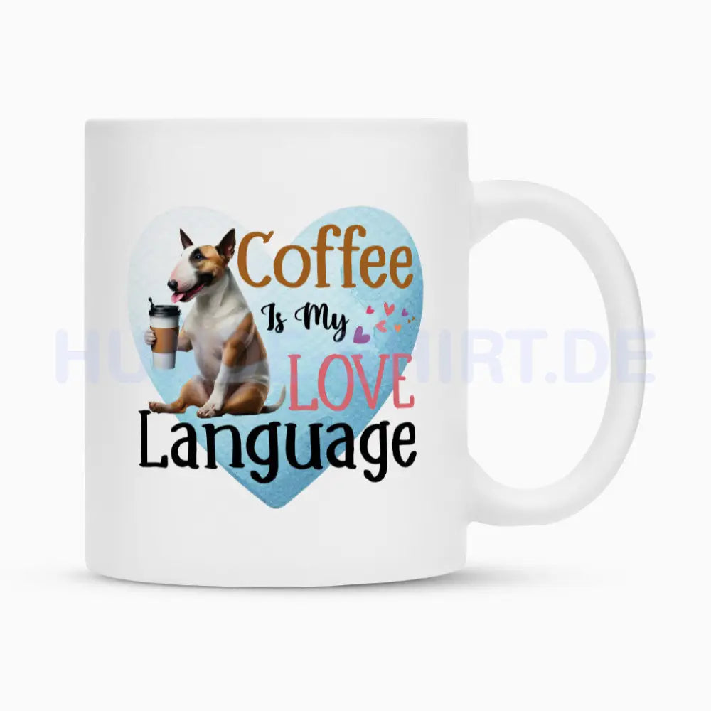 Tasse "Bullterrier - Love Language" Weiß – hunde-shirt.de