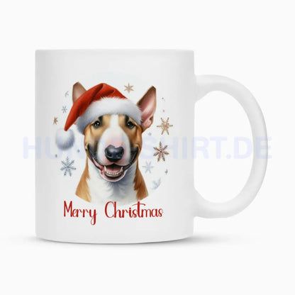 Tasse "Bullterrier - Merry Christmas" Weiß – hunde-shirt.de