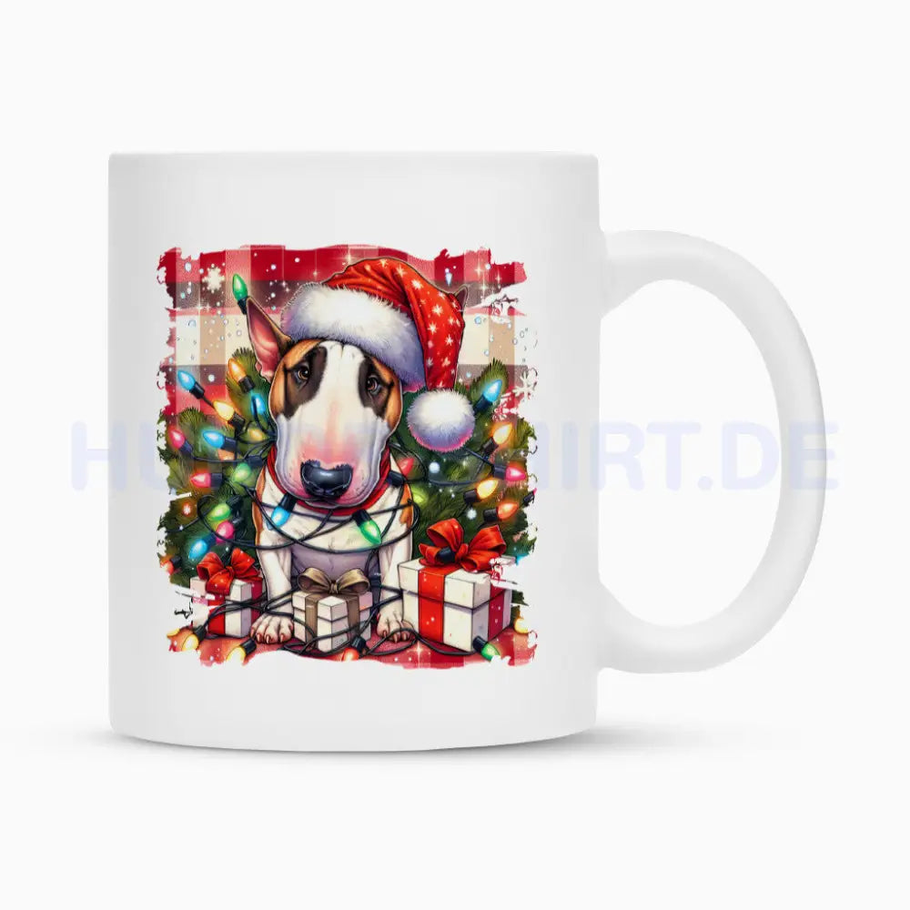 Tasse "Bullterrier - Weihnachten" Weiß – hunde-shirt.de