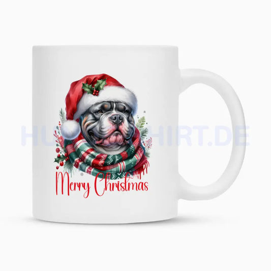 Tasse "Bully XL / XXL - Merry Christmas 3" Weiß – hunde-shirt.de