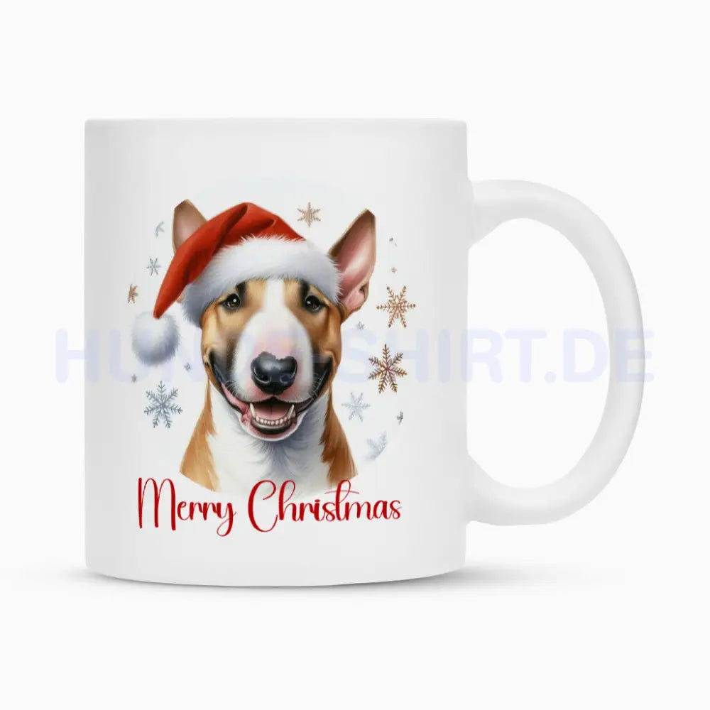 Tasse "Bulterrier - Merry Christmas" Weiß – hunde-shirt.de