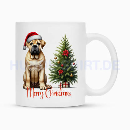 Tasse "Ca de Bou - Merry Christmas" Weiß – hunde-shirt.de