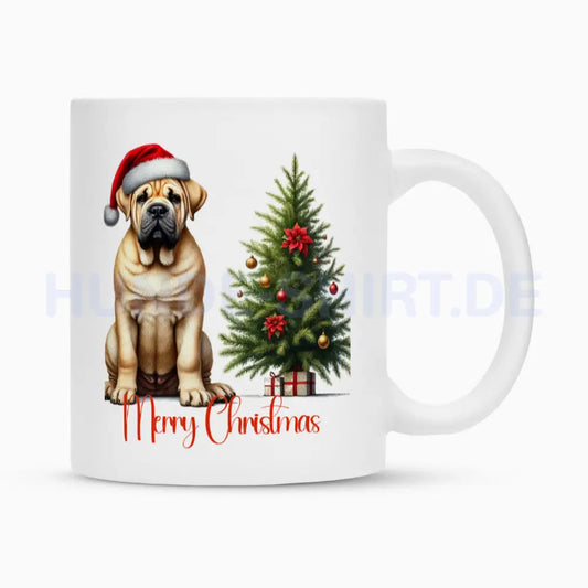 Tasse "Ca de Bou - Merry Christmas" Weiß – hunde-shirt.de