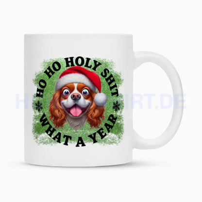 Tasse "Cavalier King Charles - HO HO..." Weiß – hunde-shirt.de