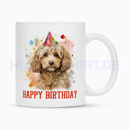 Tasse "Cavapoo - Geburtstag" Weiß – hunde-shirt.de