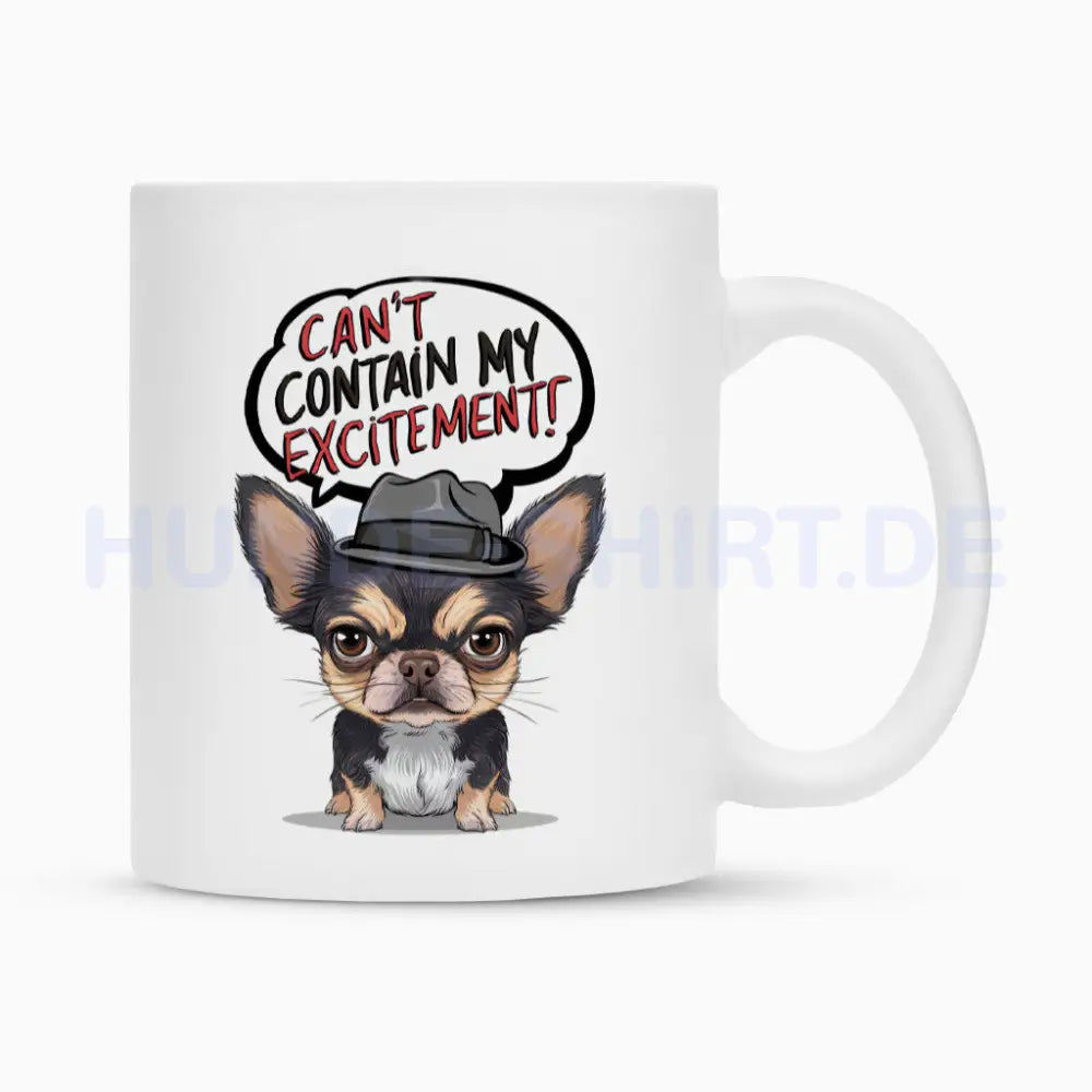 Tasse "Chihuahua - Excitement" Weiß – hunde-shirt.de