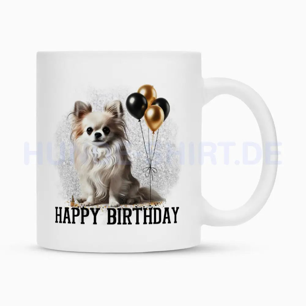 Tasse "Chihuahua - Happy Birthday" Weiß – hunde-shirt.de