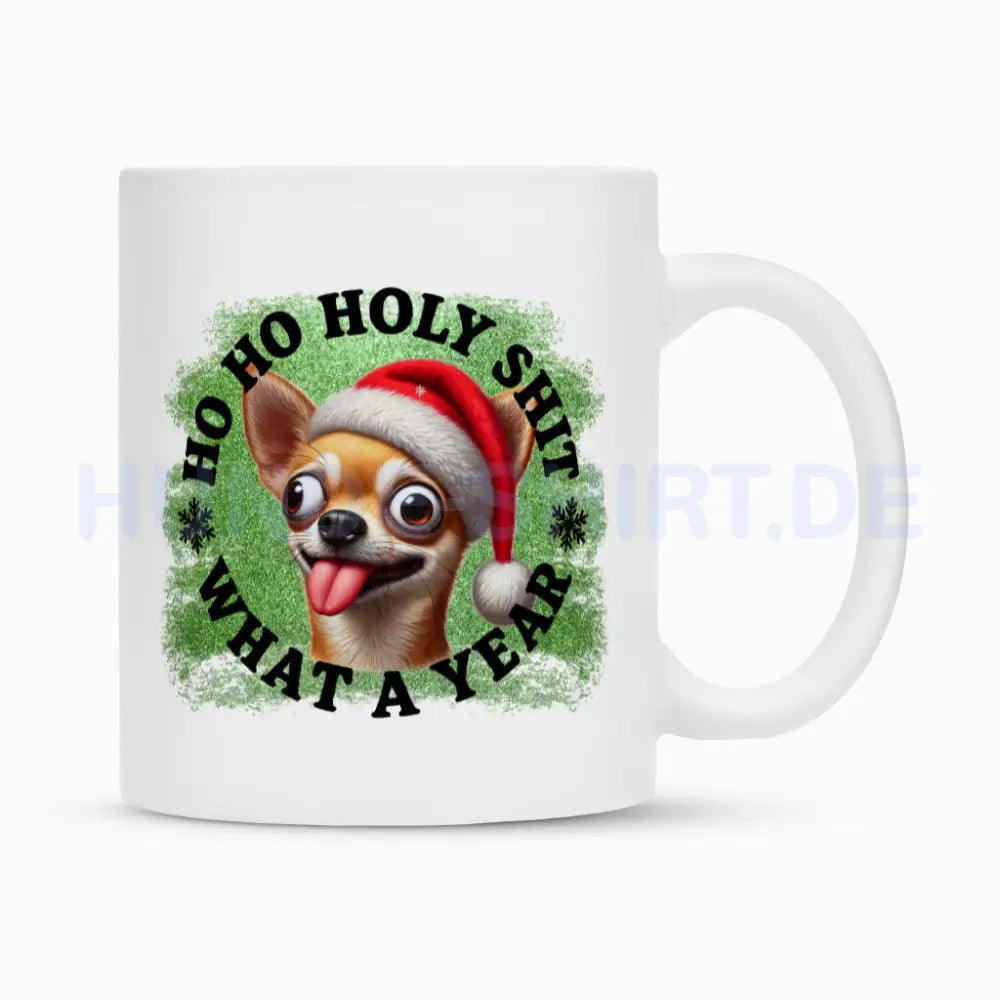 Tasse "Chihuahua - HO HO..." Weiß – hunde-shirt.de