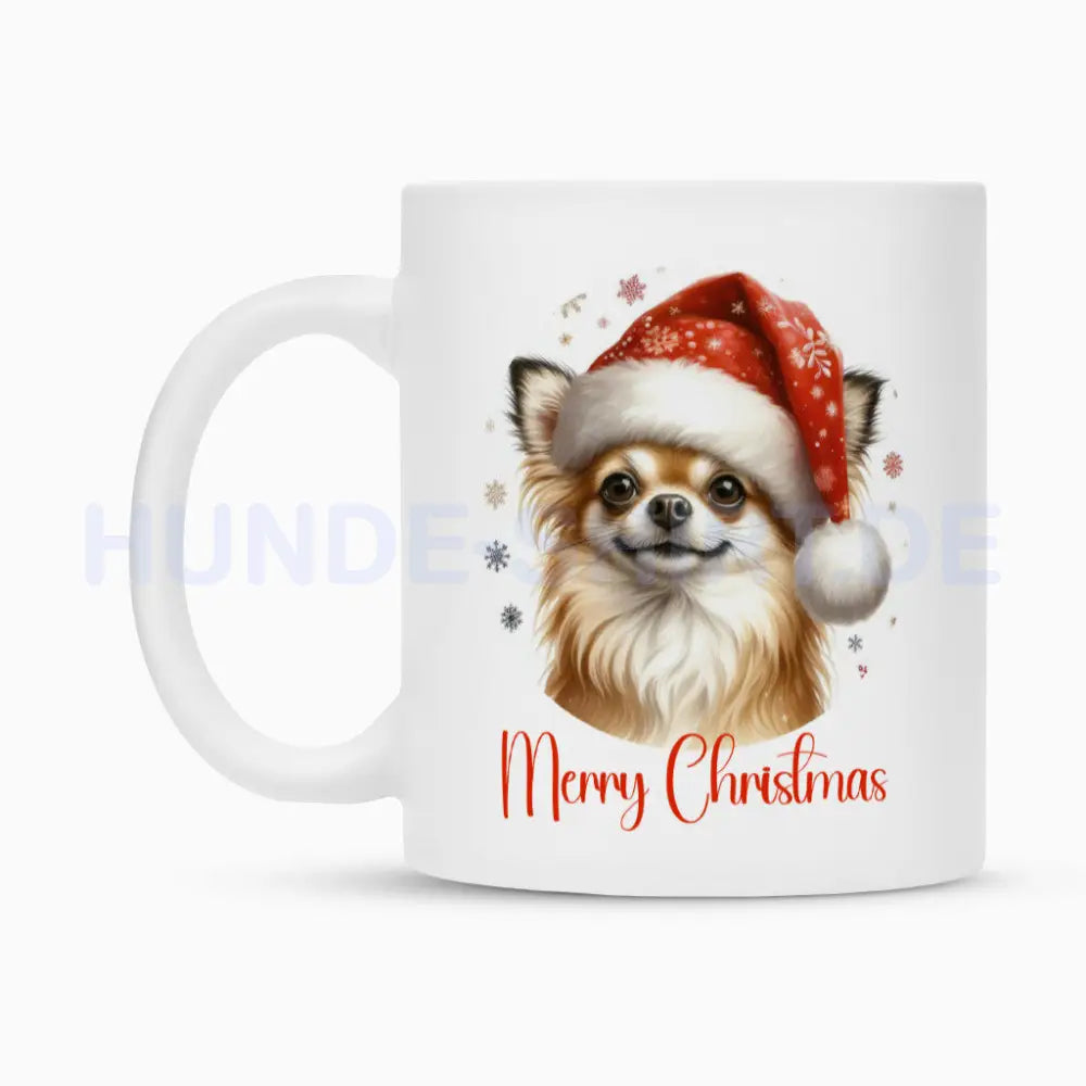 Tasse "Chihuahua ( Langhaar ) - Merry Christmas" – hunde-shirt.de