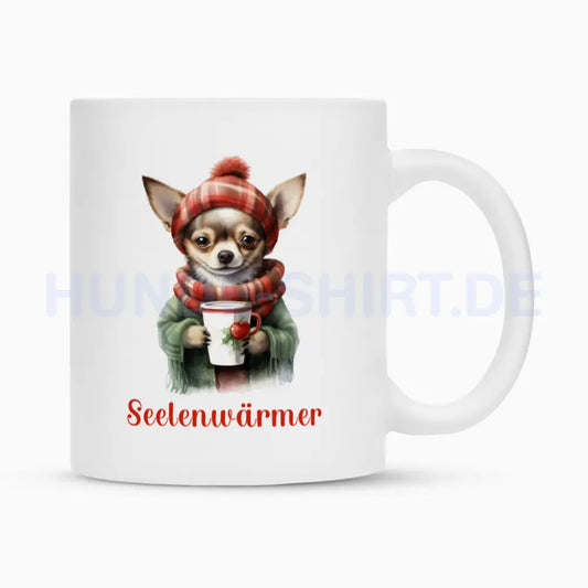 Tasse "Chihuahua Seelenwärmer rot" Weiß – hunde-shirt.de