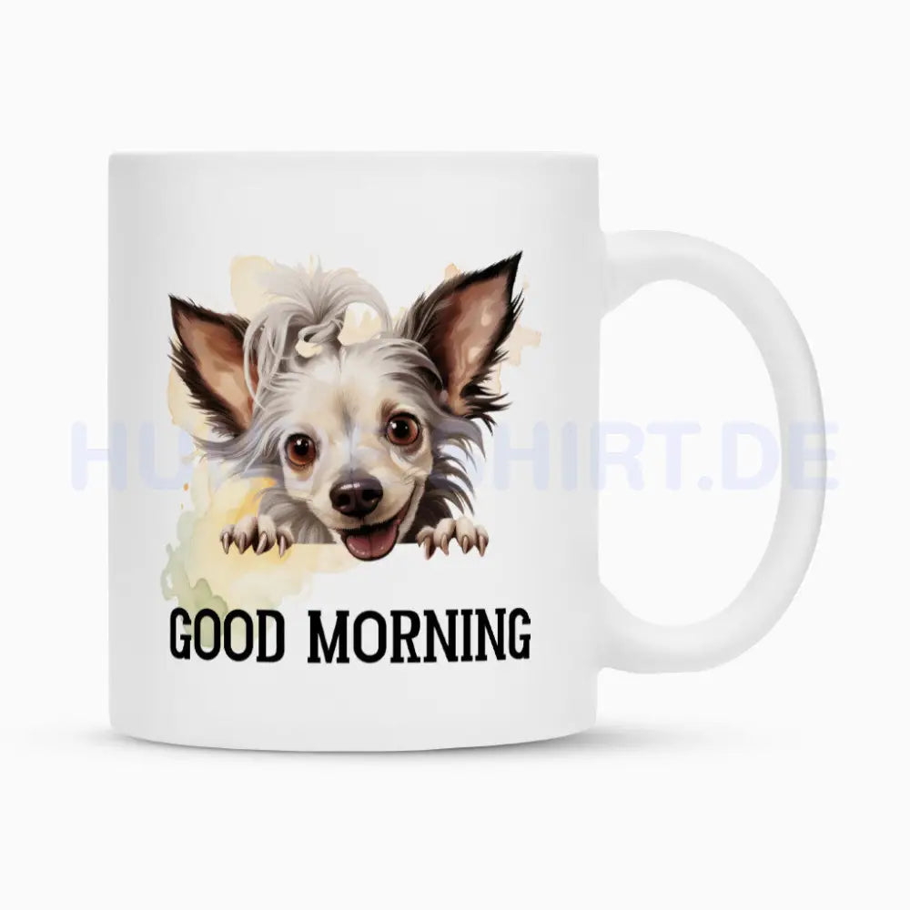 Tasse "Chinese Crested Dog - Good Morning" Weiß – hunde-shirt.de