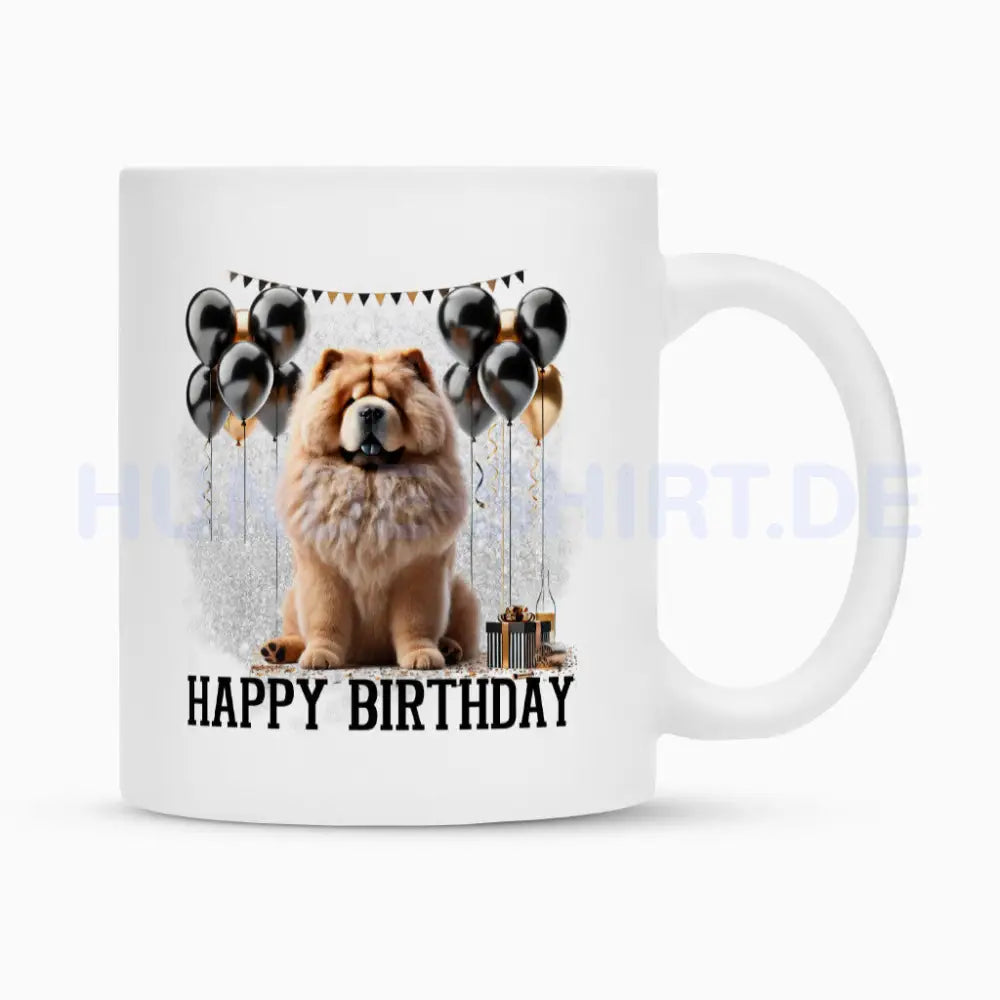 Tasse "Chow-Chow - Happy Birthday" Weiß – hunde-shirt.de