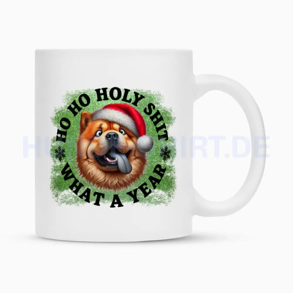 Tasse "Chow-Chow - HO HO..." Weiß – hunde-shirt.de