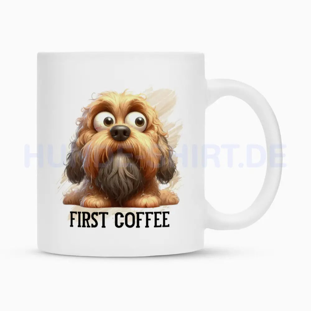 Tasse "Cockapoo - First Coffee" Weiß – hunde-shirt.de