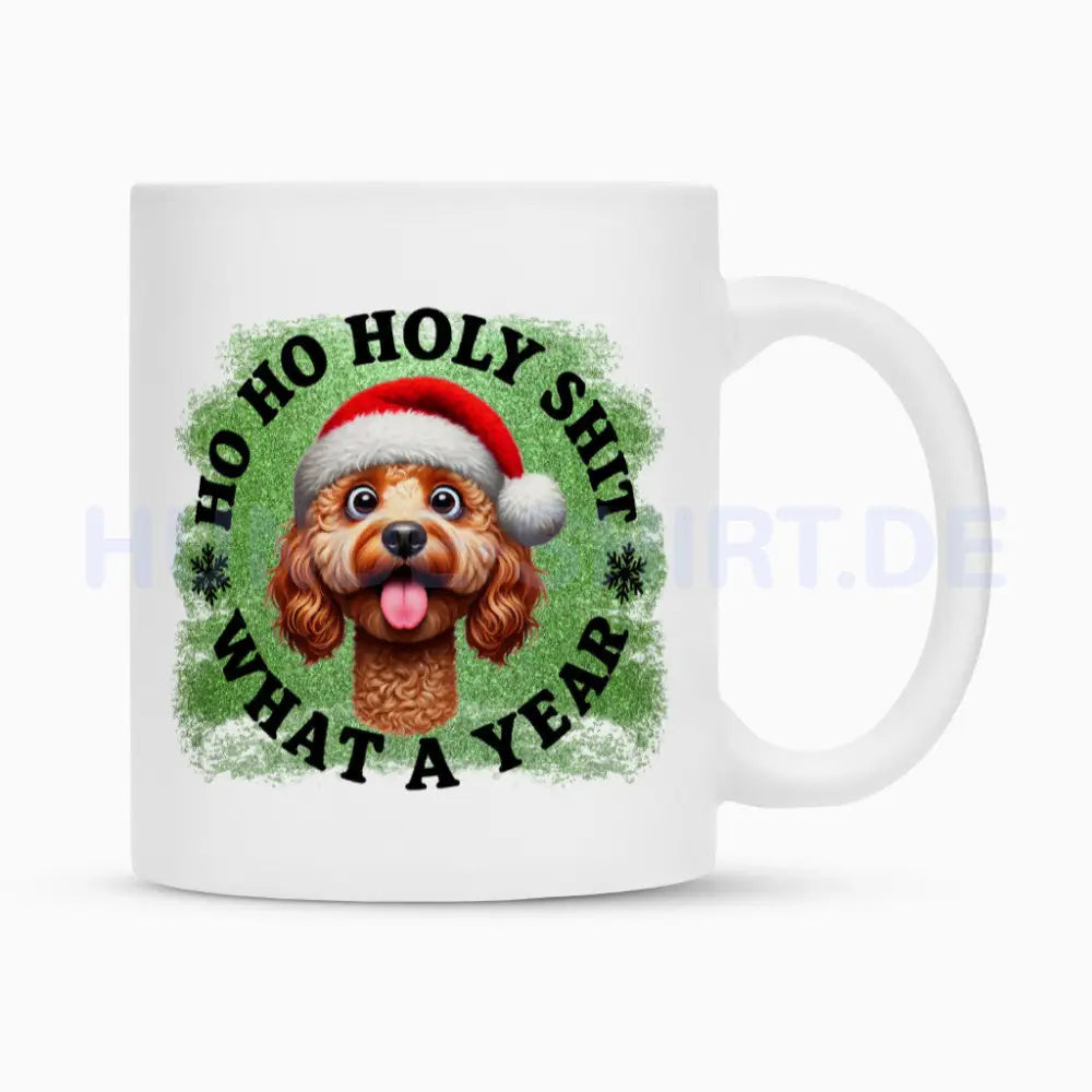 Tasse "Cockapoo - HO HO..." Weiß – hunde-shirt.de