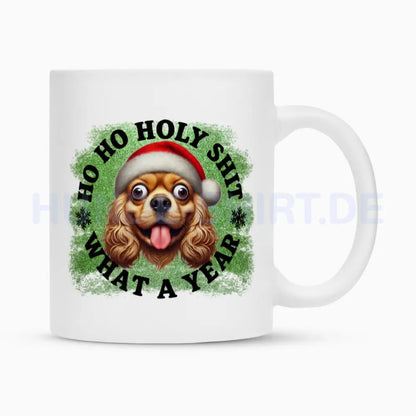 Tasse "Cocker Spaniel - HO HO..." Weiß – hunde-shirt.de