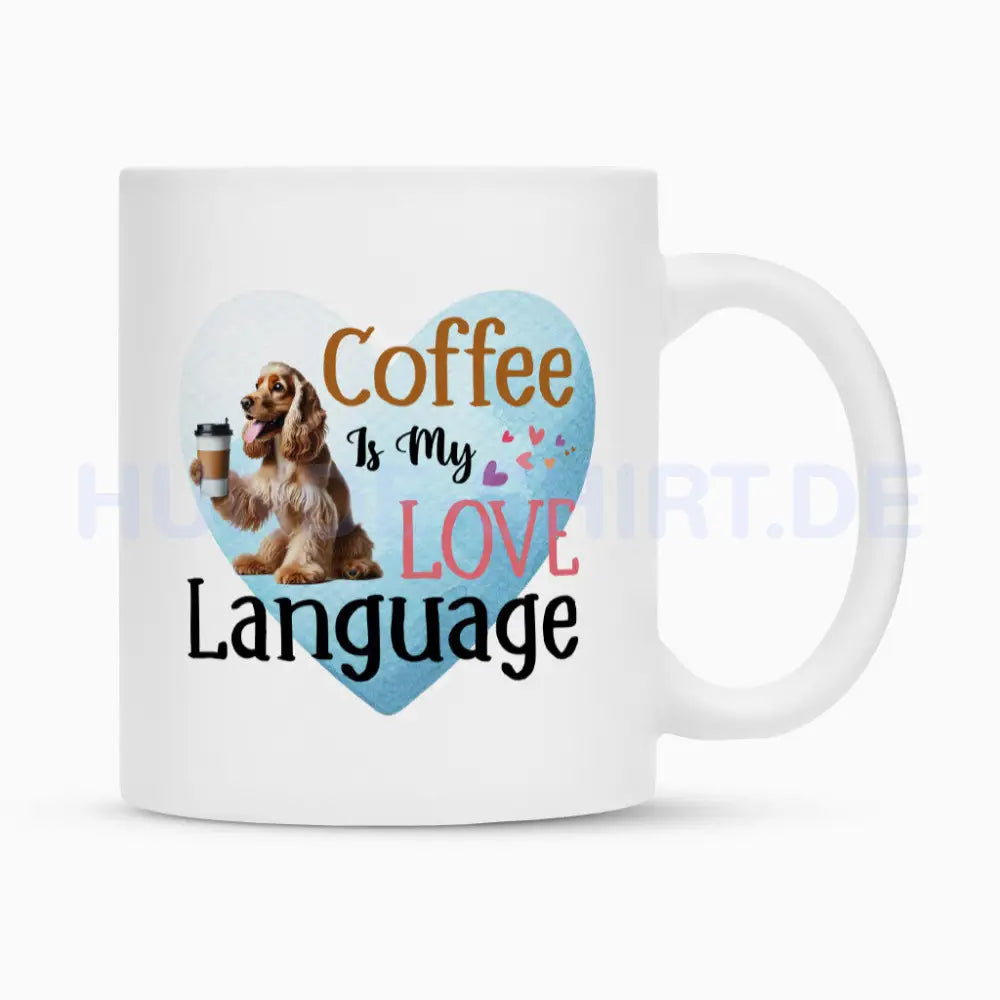 Tasse "Cocker Spaniel - Love Language" Weiß – hunde-shirt.de