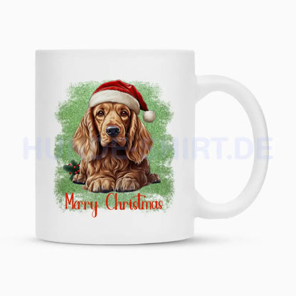 Tasse "Cocker Spaniel - Merry Christmas 2" Weiß – hunde-shirt.de