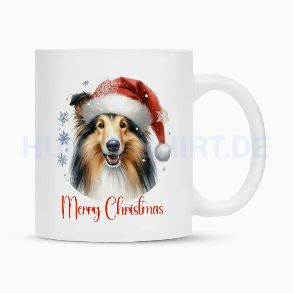 Tasse "Collie - Merry Christmas" Weiß – hunde-shirt.de