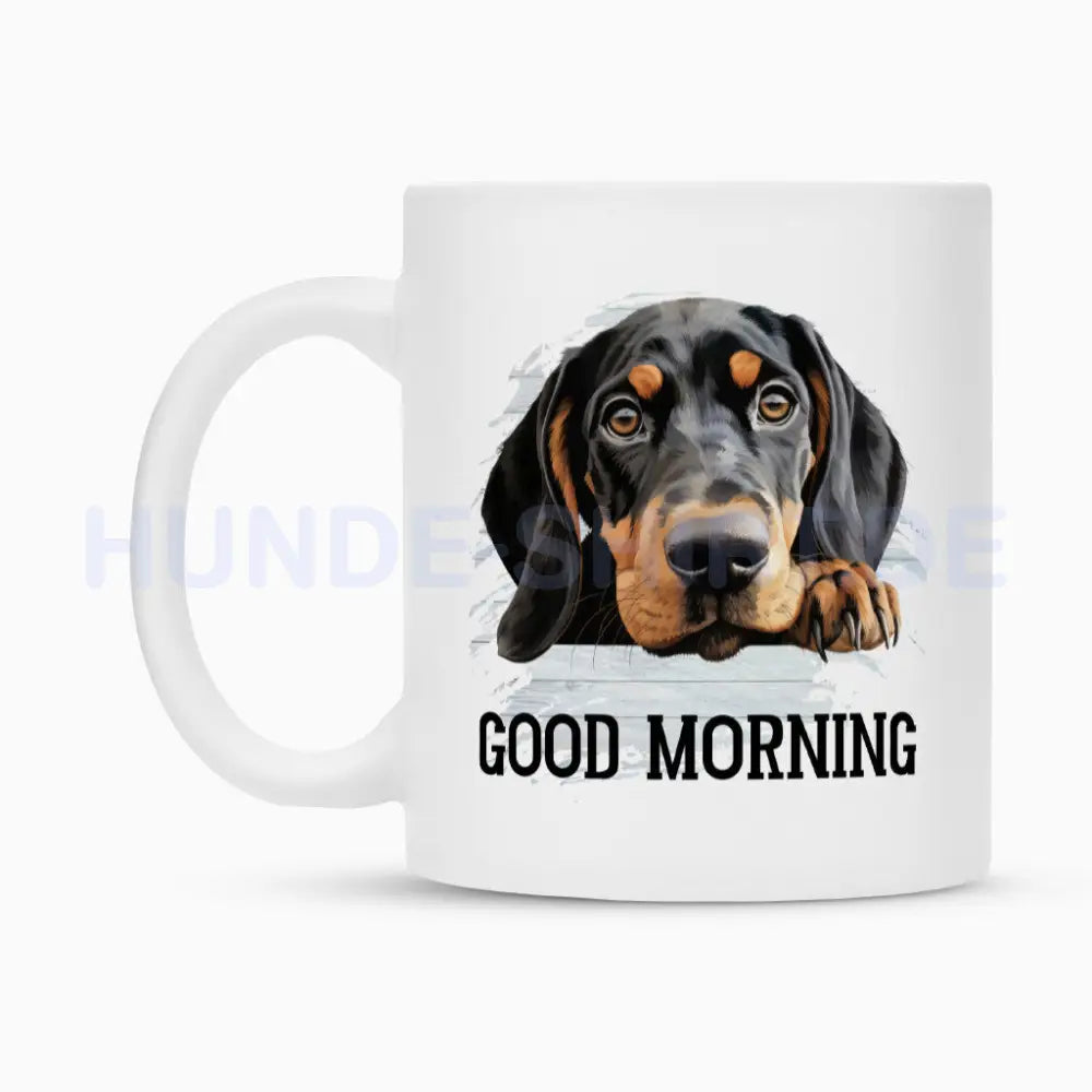 Tasse "Coonhound ( b + t ) - Good Morning" – hunde-shirt.de