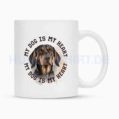 Tasse "Coonhound b/t HEART" Weiß – hunde-shirt.de