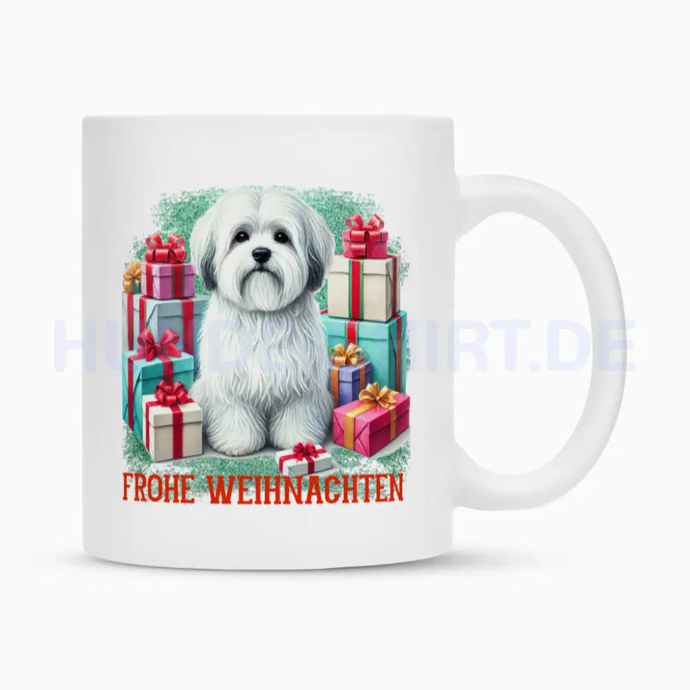 Tasse "Coton de Tuléar - Frohe Weihnachten" Weiß – hunde-shirt.de