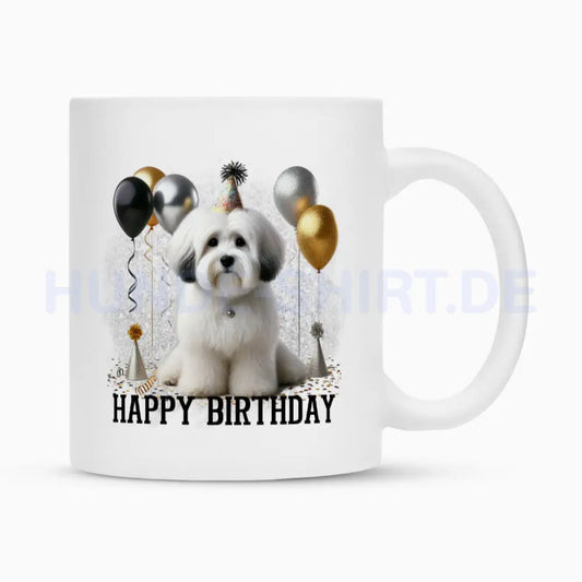 Tasse "Coton de Tuléar - Happy Birthday" Weiß – hunde-shirt.de