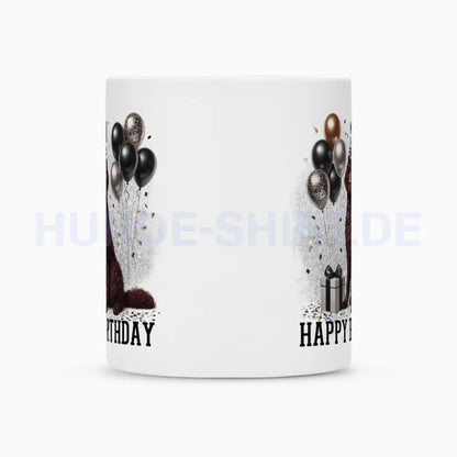 Tasse "Curly Coated ( braun ) - Happy Birthday" – hunde-shirt.de