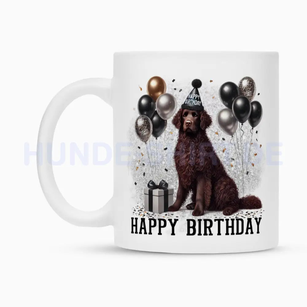 Tasse "Curly Coated ( braun ) - Happy Birthday" – hunde-shirt.de