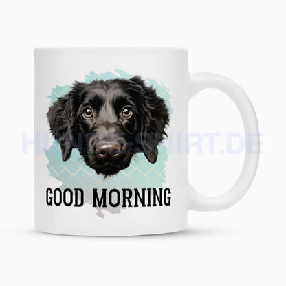 Tasse "Curly Coated - Good Morning" Weiß – hunde-shirt.de