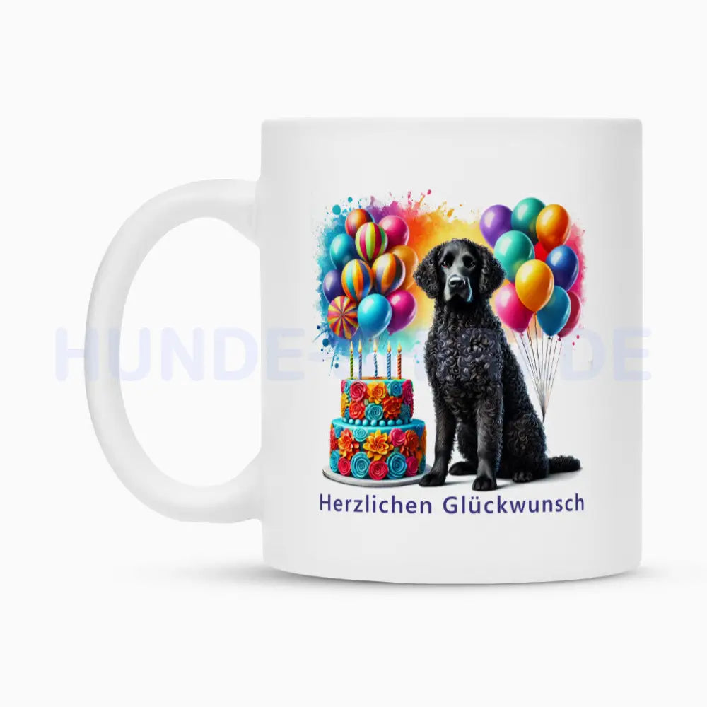 Tasse "Curly Coated - Herzlichen Glückwunsch" – hunde-shirt.de