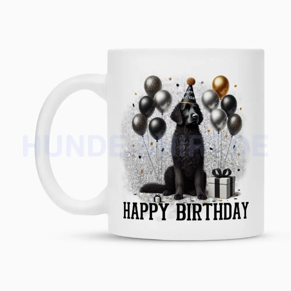 Tasse "Curly Coated ( schwarz ) - Happy Birthday" – hunde-shirt.de