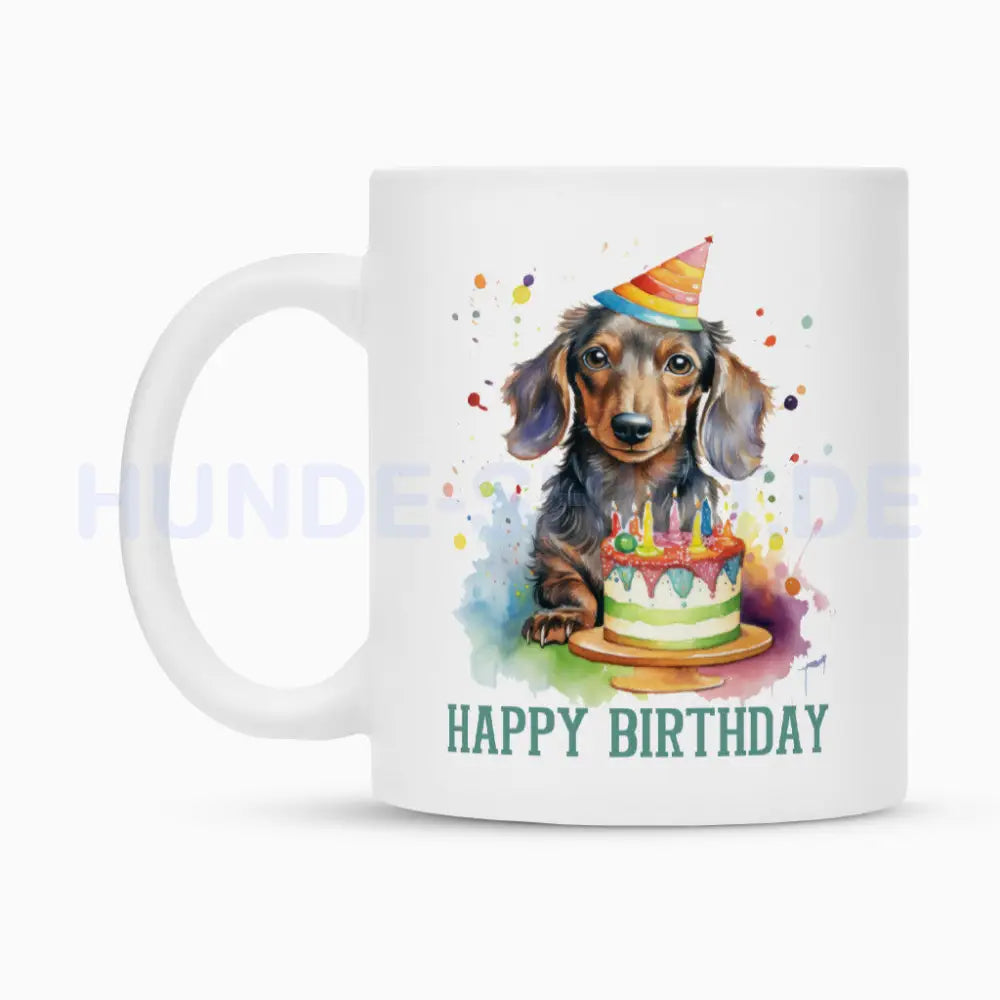 Tasse "Dackel ( Langhaar ) - Happy Birthday" – hunde-shirt.de